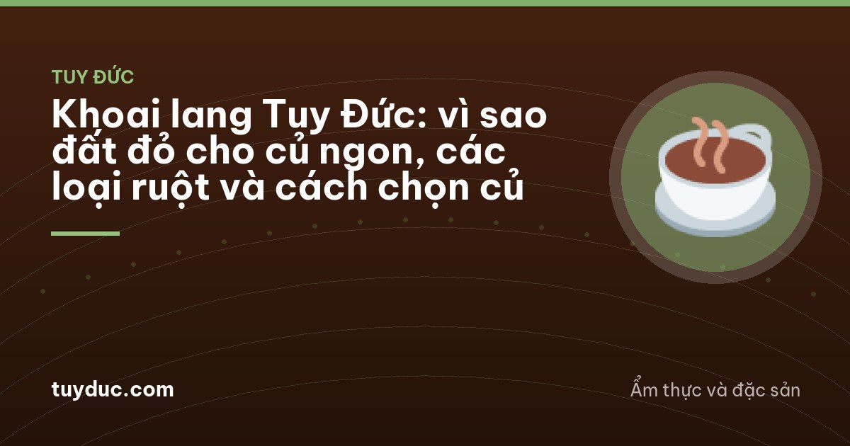 Low angle shot of freshly dug purple-skinned sweet potatoes lying on loose red soil in a hillside field, a hoe resting nearby, workers far in background, late afternoon light